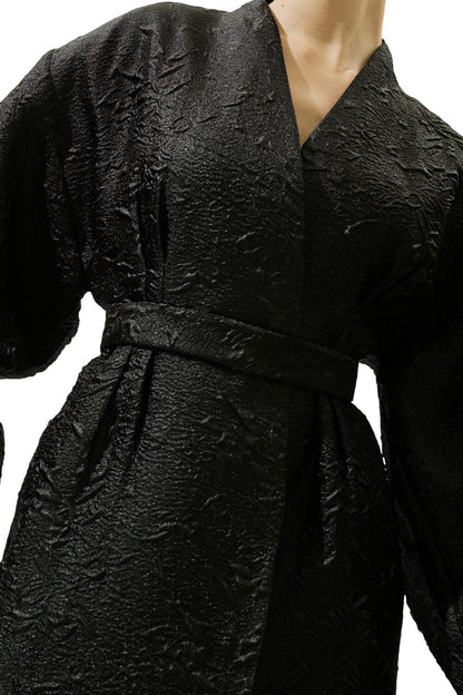 Jacquard-Organza-Kimono, schwarz