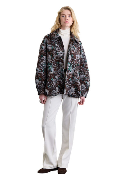 JACQUARD-MUSTERJACKE BRAUN