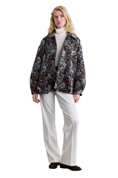 JACQUARD-MUSTERJACKE BRAUN