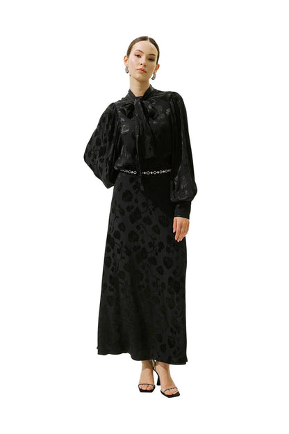 Jacquard-Satinrock, schwarz.