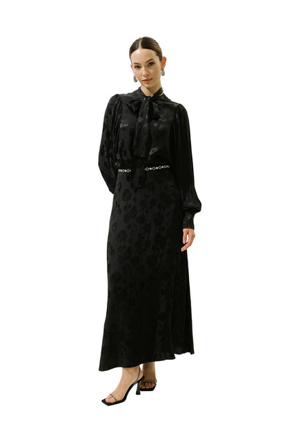 Jacquard-Satinrock, schwarz.