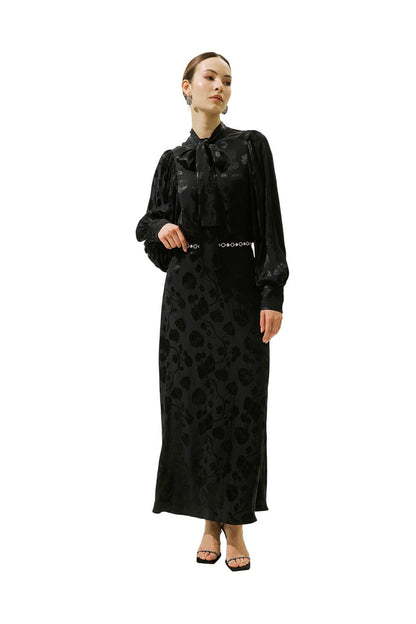 Jacquard-Satinrock, schwarz.