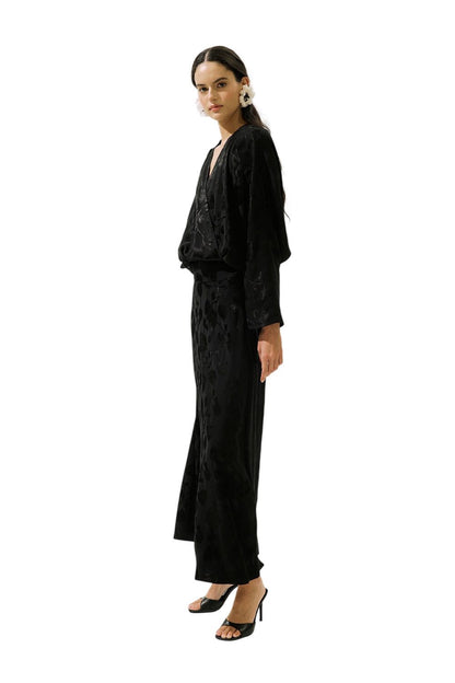 Jacquard-Satin-Kimono, Schwarz