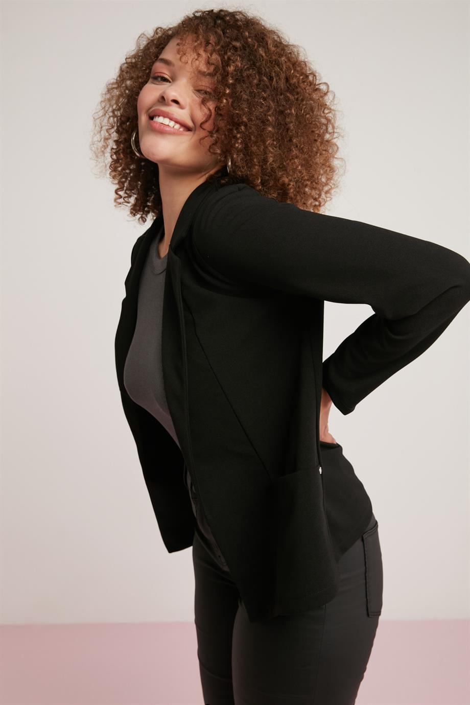 ETHIQUET JAMILA Damen Jeansblazer Jacke Schwarz