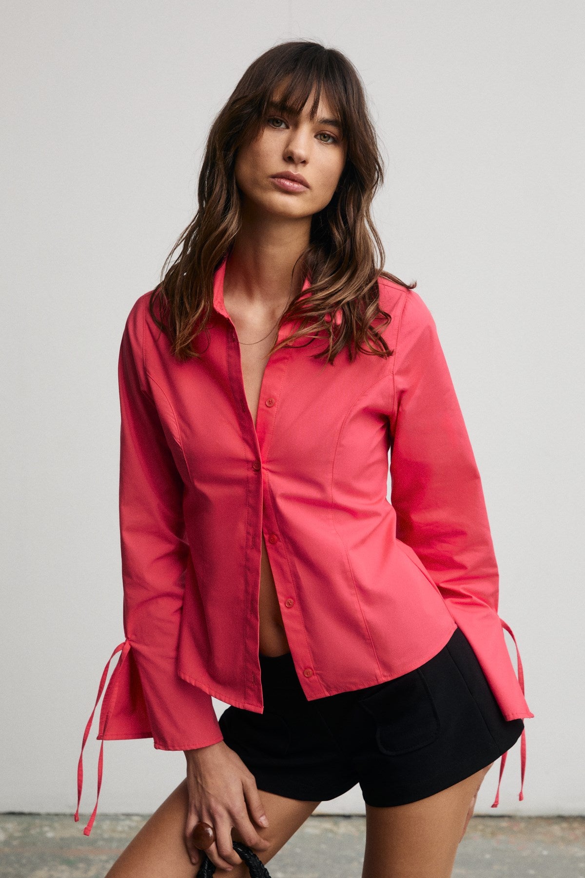 GRIMELANGE JANETA Damen Slim-Fit Weißes Hemd Pomegranate flower