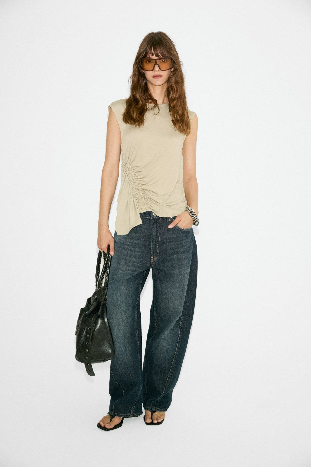 ETHIQUET JASMINIUM Damen Ärmellose Bluse Taupe