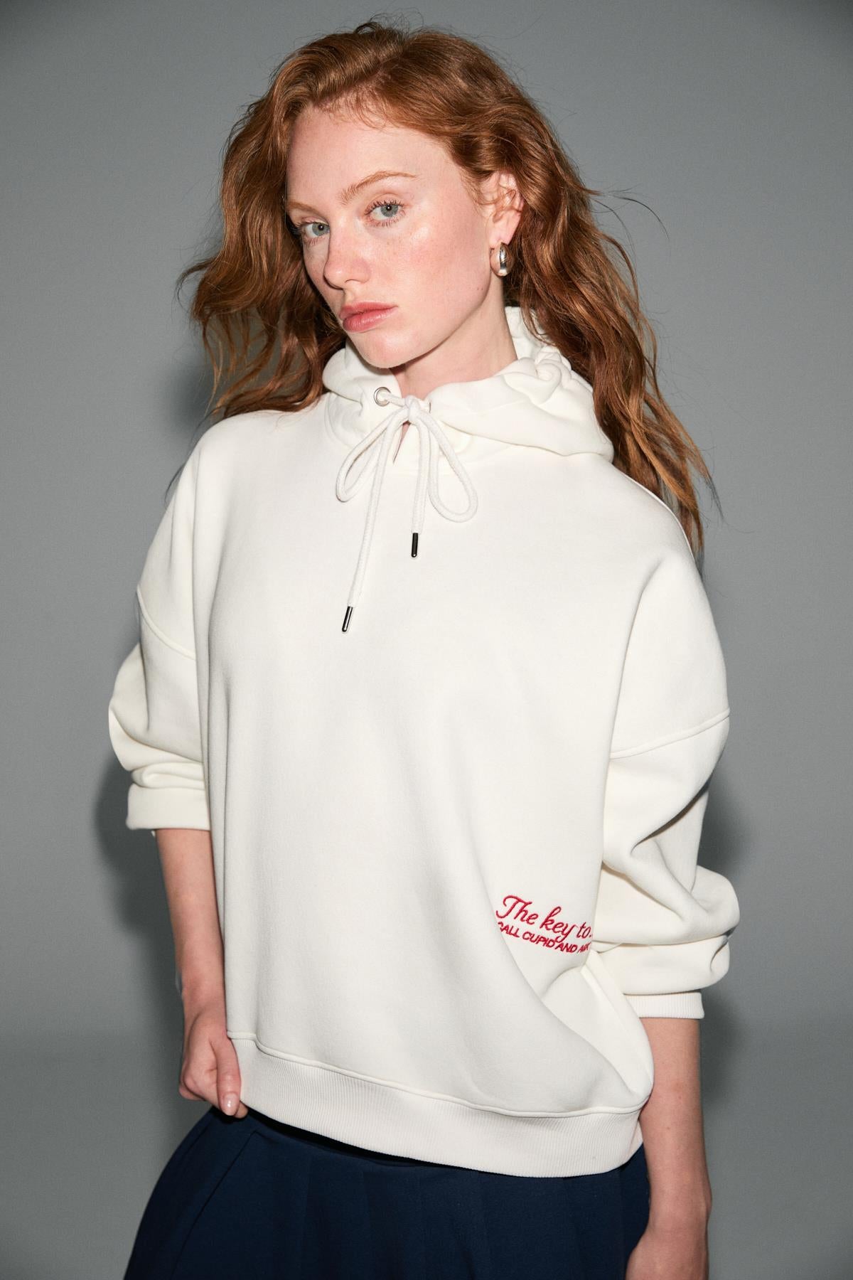 GRIMELANGE JASSES Damen Kapuzensweatshirt Weiß