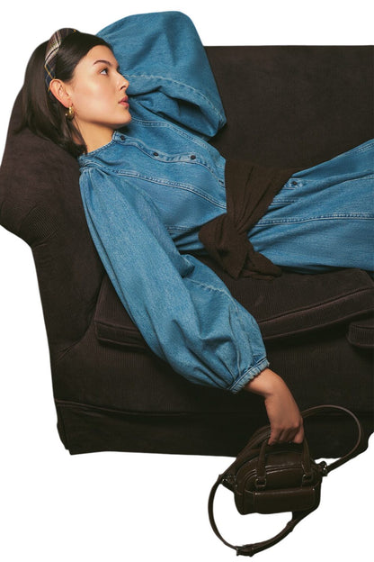 Jeanskleid mit weiten Ärmeln, blau