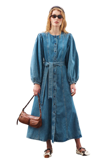 Jeanskleid mit weiten Ärmeln, blau