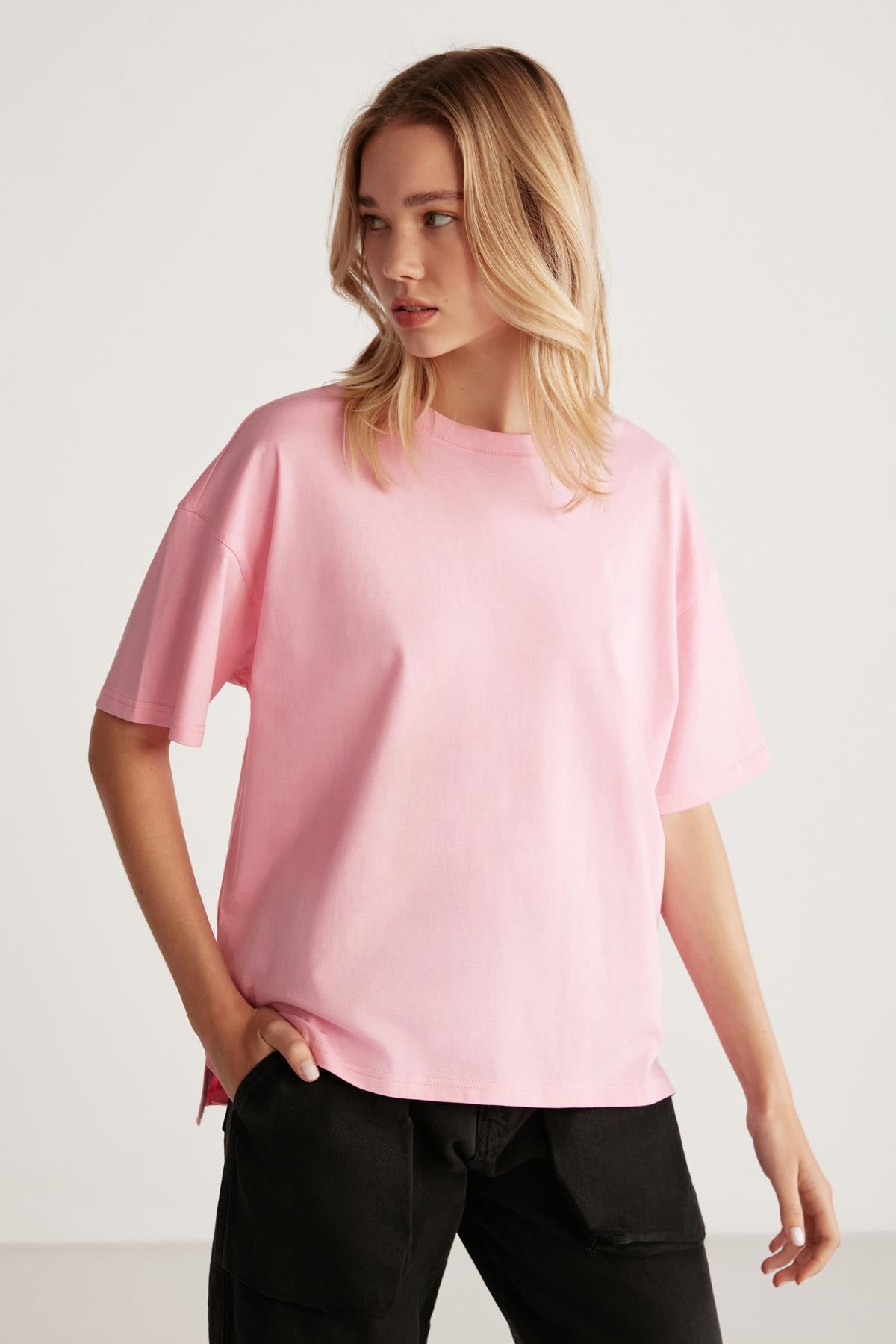 GRIMELANGE Jemmy Damen Bio-Baumwoll T-Shirt Hellrosa