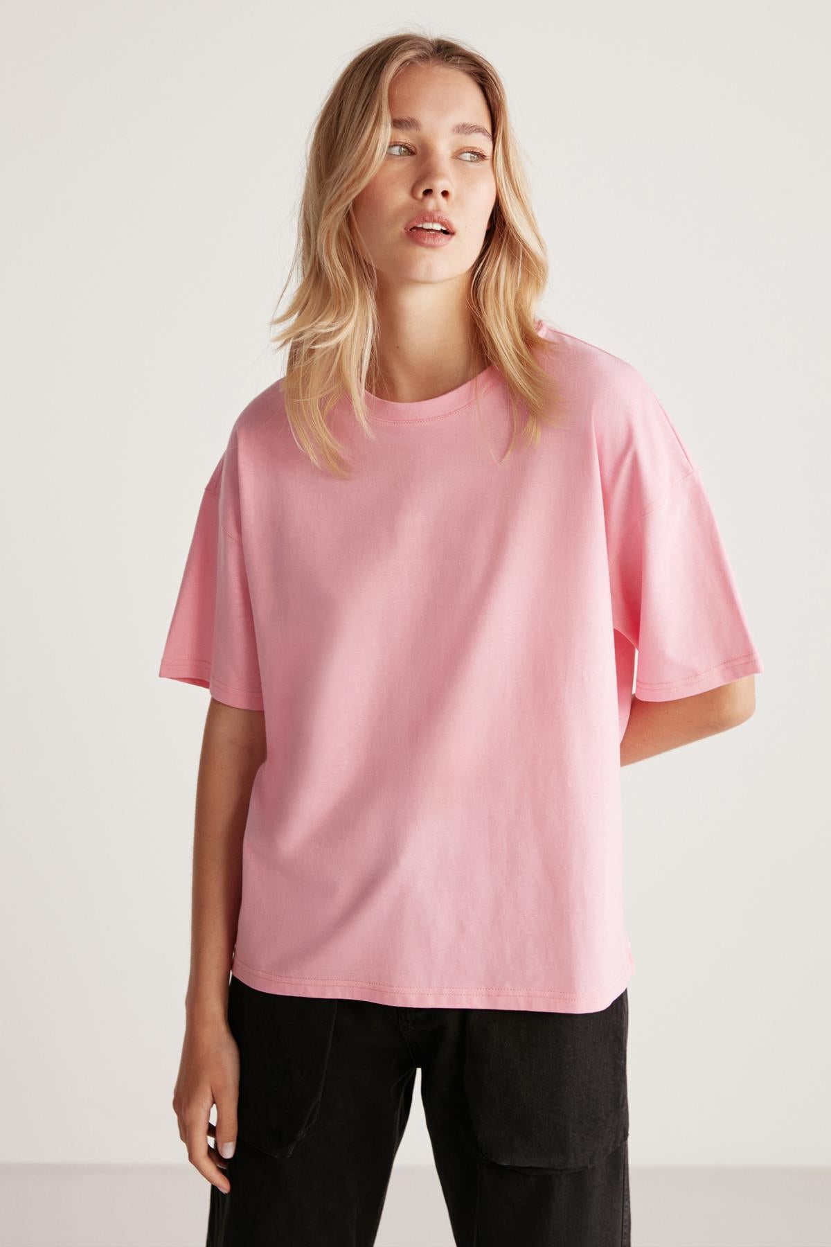 GRIMELANGE Jemmy Damen Bio-Baumwoll T-Shirt Hellrosa