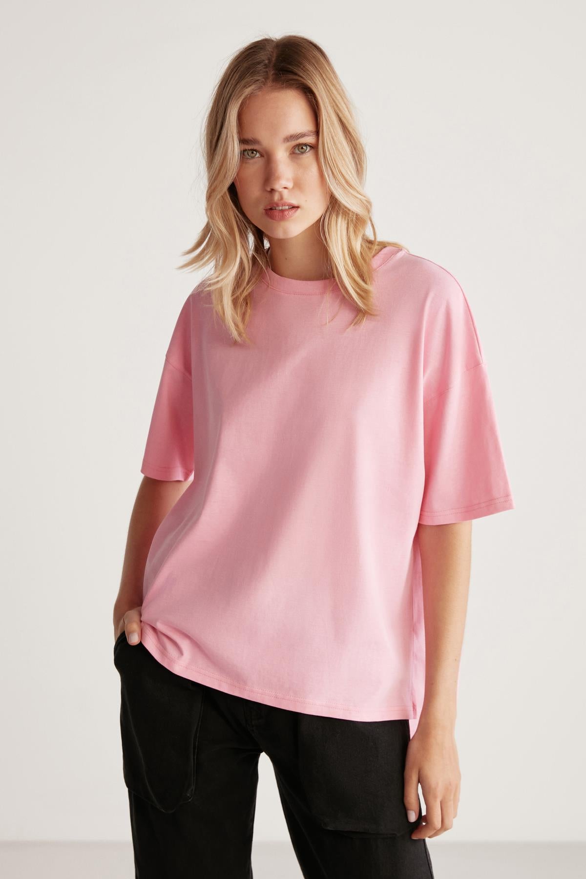 GRIMELANGE Jemmy Damen Bio-Baumwoll T-Shirt Hellrosa