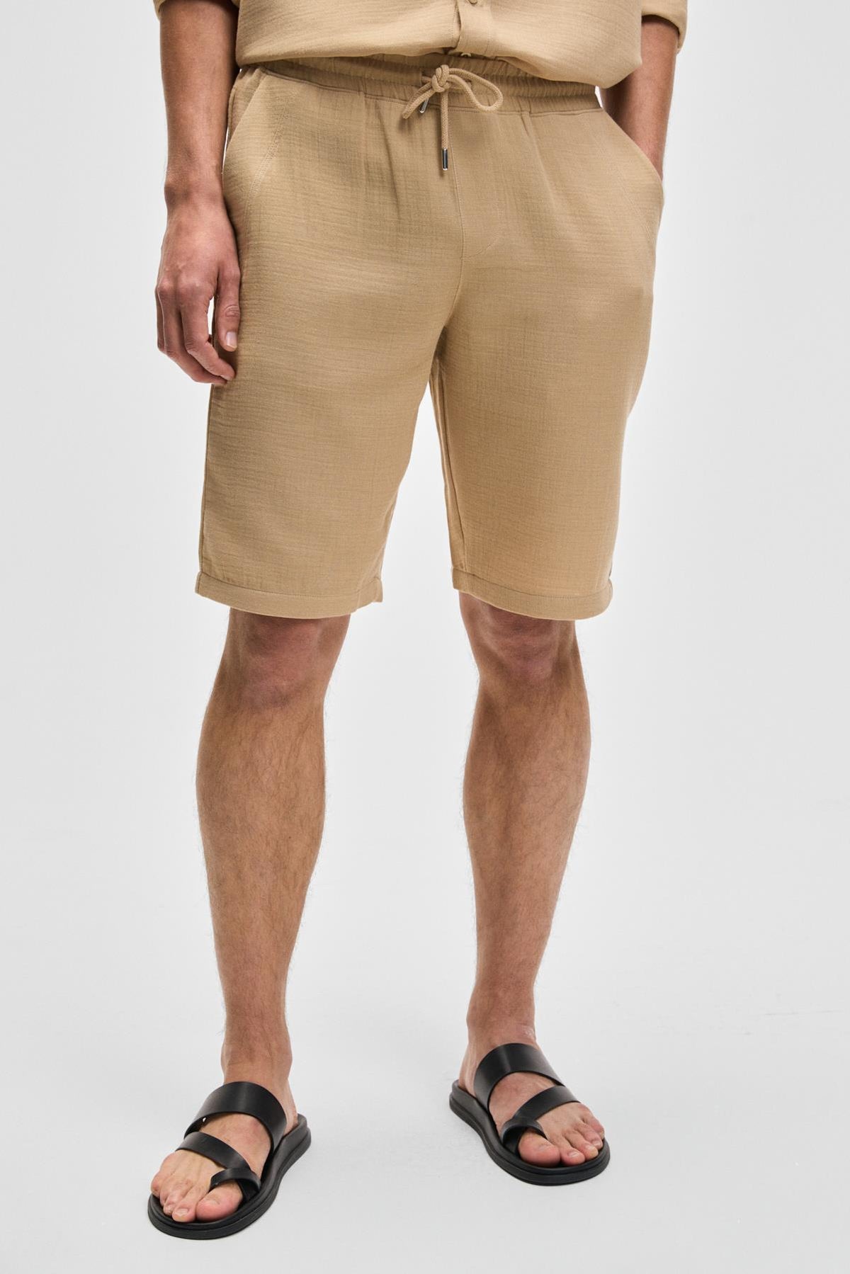 GRIMELANGE JENS Herren Baumwoll Slim Fit Shorts Beige