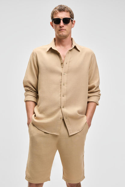 JENS Herren Baumwoll Slim Fit Shorts