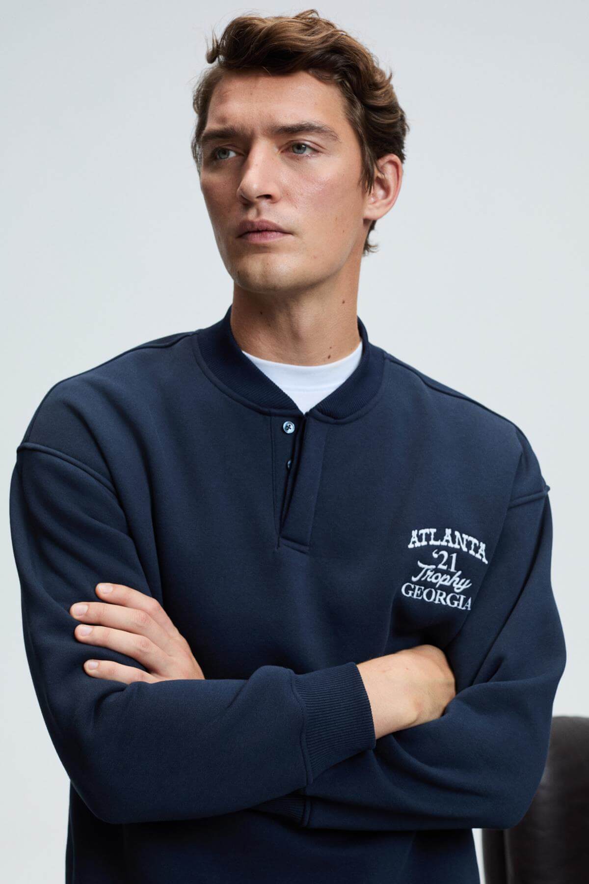 Herren Bomber-Kragen Sweatshirt