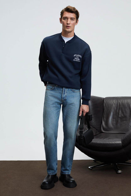 Herren Bomber-Kragen Sweatshirt