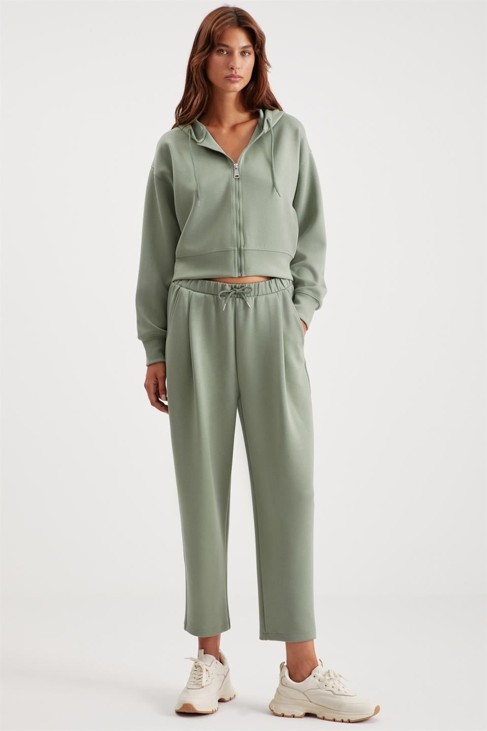 GRIMELANGE JILL Damen Lockeres Cropped Hoodie Minzgrün