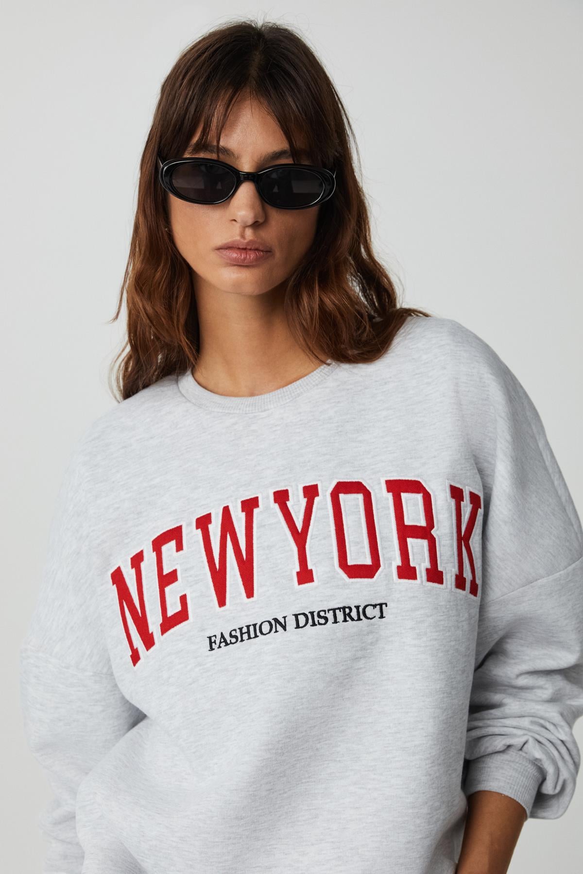 ETHIQUET JORDIN Damen Oversize Sweatshirt Graue Melange