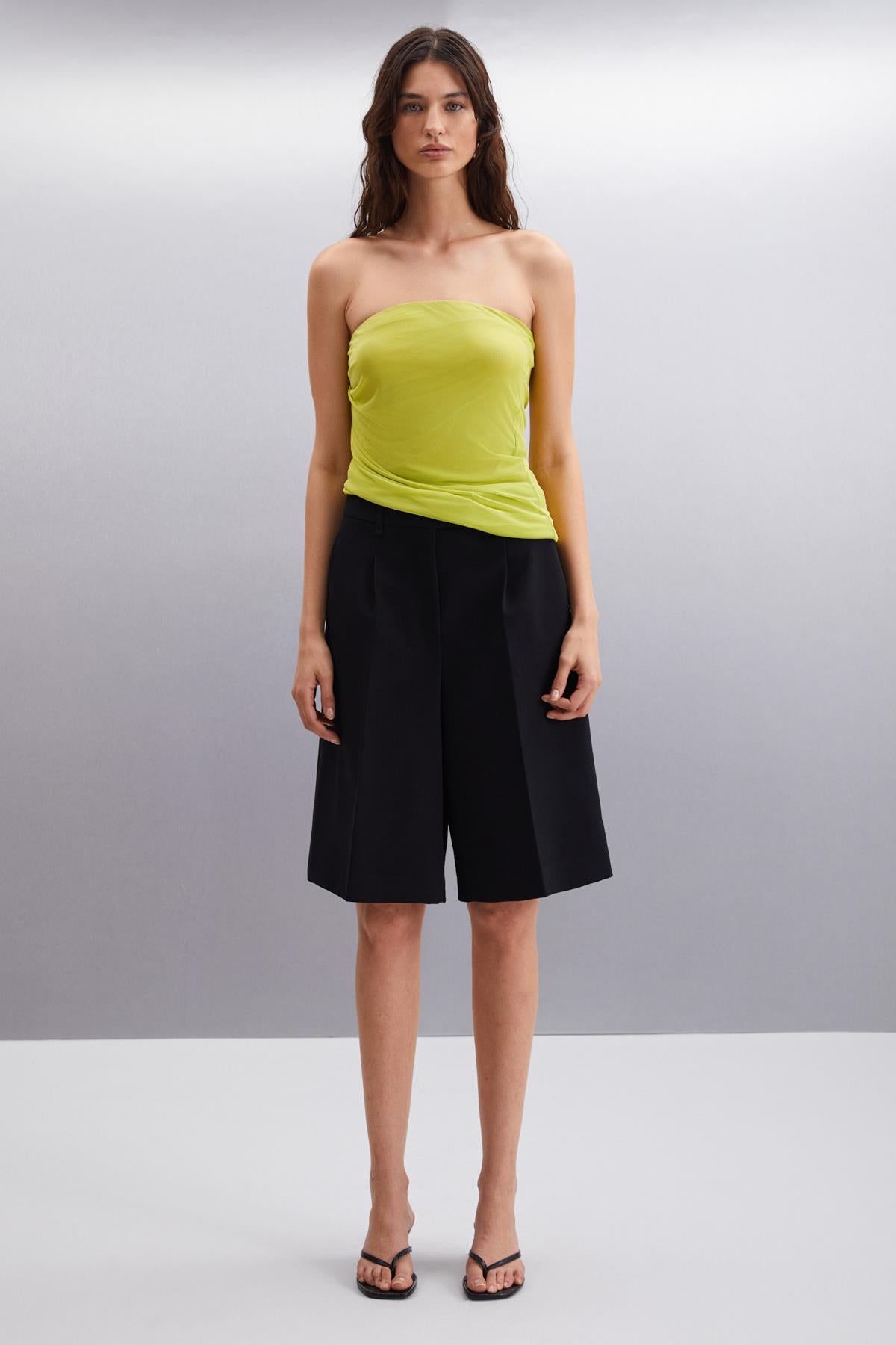 ETHIQUET JOVANKA Damen Tüll Bluse trägerlos Lime