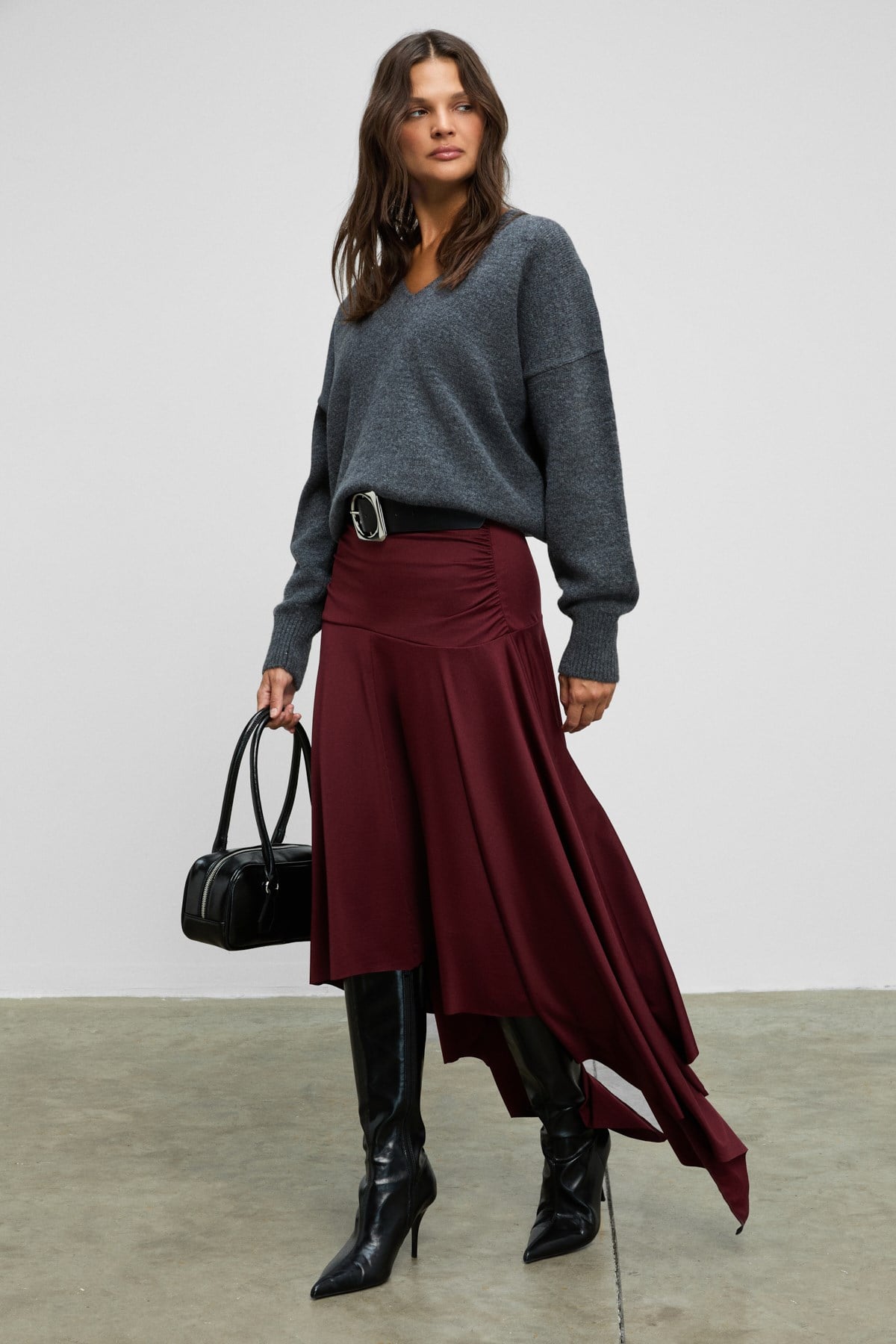 JUNKIT Damen Asymmetrischer Rock
