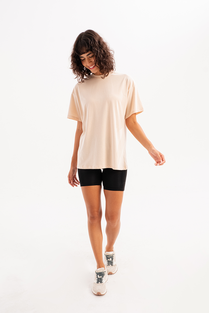 Damen-T-Shirt mit Rundhalsausschnitt, 100 % Baumwolle, Oversize