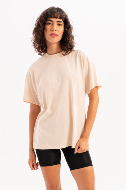 Damen-T-Shirt mit Rundhalsausschnitt, 100 % Baumwolle, Oversize