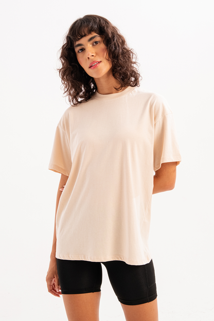 Damen-T-Shirt mit Rundhalsausschnitt, 100 % Baumwolle, Oversize