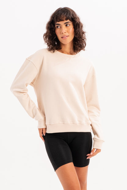 Damen-Sweatshirt-Trainingsoberteil mit Rundhalsausschnitt und Basic-Passform