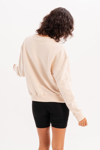 Damen-Sweatshirt-Trainingsoberteil mit Rundhalsausschnitt und Basic-Passform