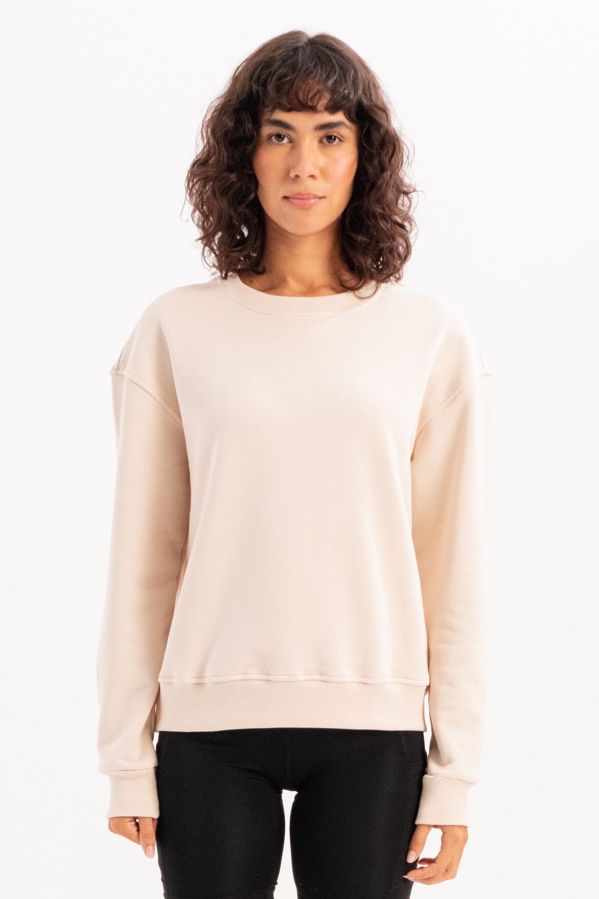 Damen-Sweatshirt-Trainingsoberteil mit Rundhalsausschnitt und Basic-Passform