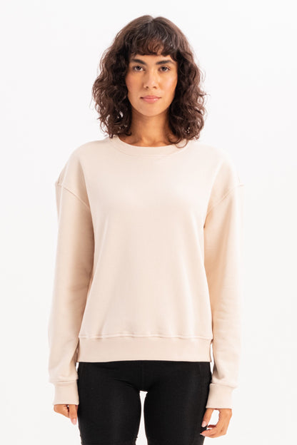 Damen-Sweatshirt-Trainingsoberteil mit Rundhalsausschnitt und Basic-Passform