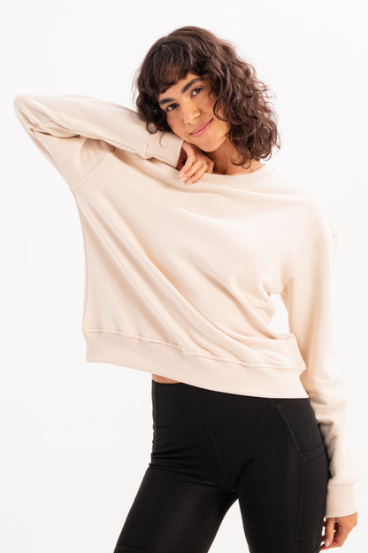 Damen-Sweatshirt-Trainingsoberteil mit Rundhalsausschnitt und Basic-Passform
