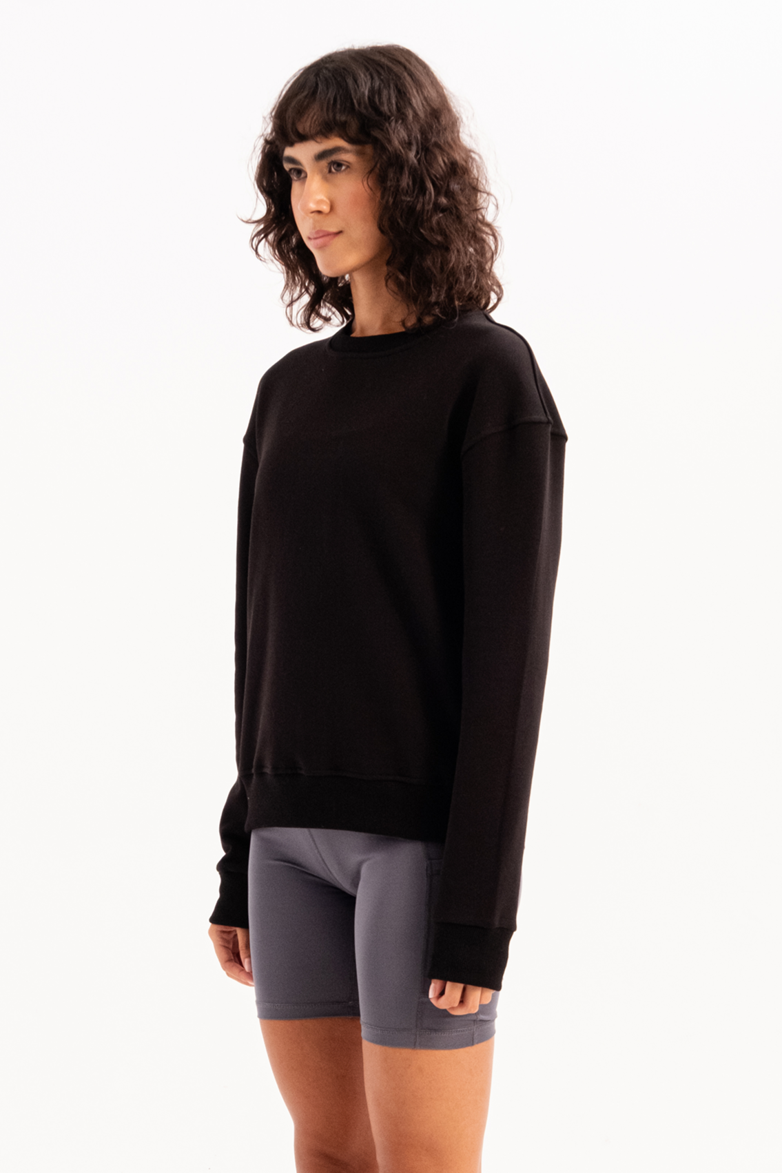 Damen-Sweatshirt-Trainingsoberteil mit Rundhalsausschnitt und Basic-Passform