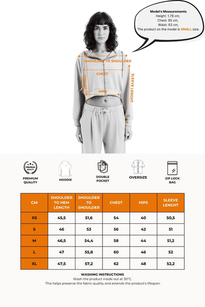 Crop Damen-Sweatshirt mit Kapuze und Reißverschluss