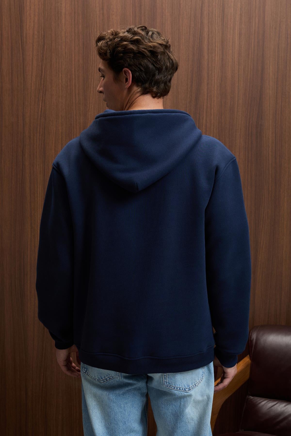 GRIMELANGE JUSTUS Herren Sweatjacke mit Kapuze Marineblau