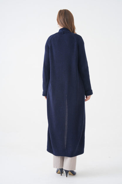 Langer Cardigan mit Schalkragen und doppelten Taschen