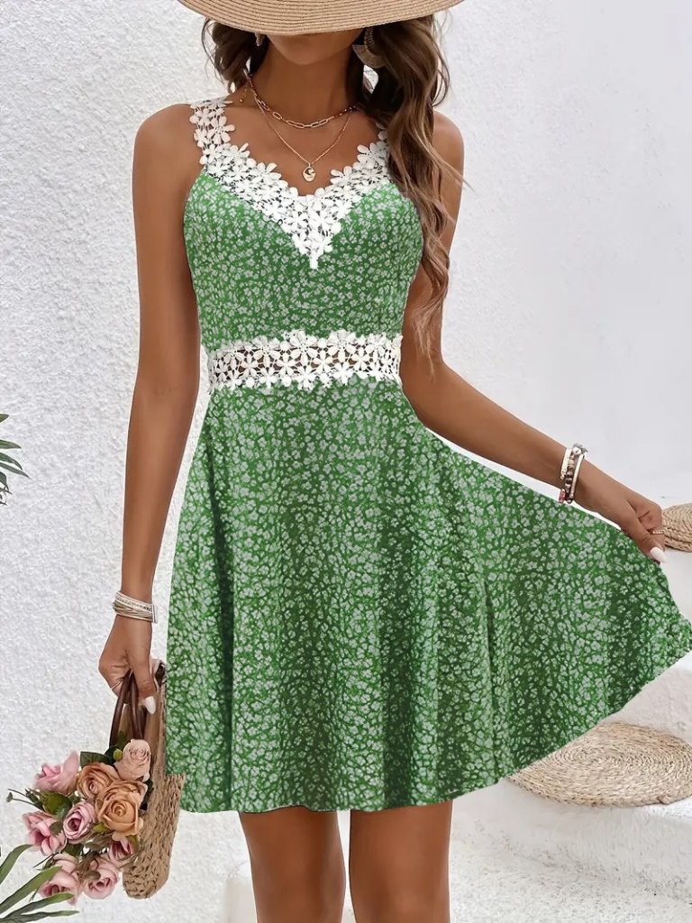 JANE'S Damen Spitzenbesetztes Blumenmuster Supreme Kleid