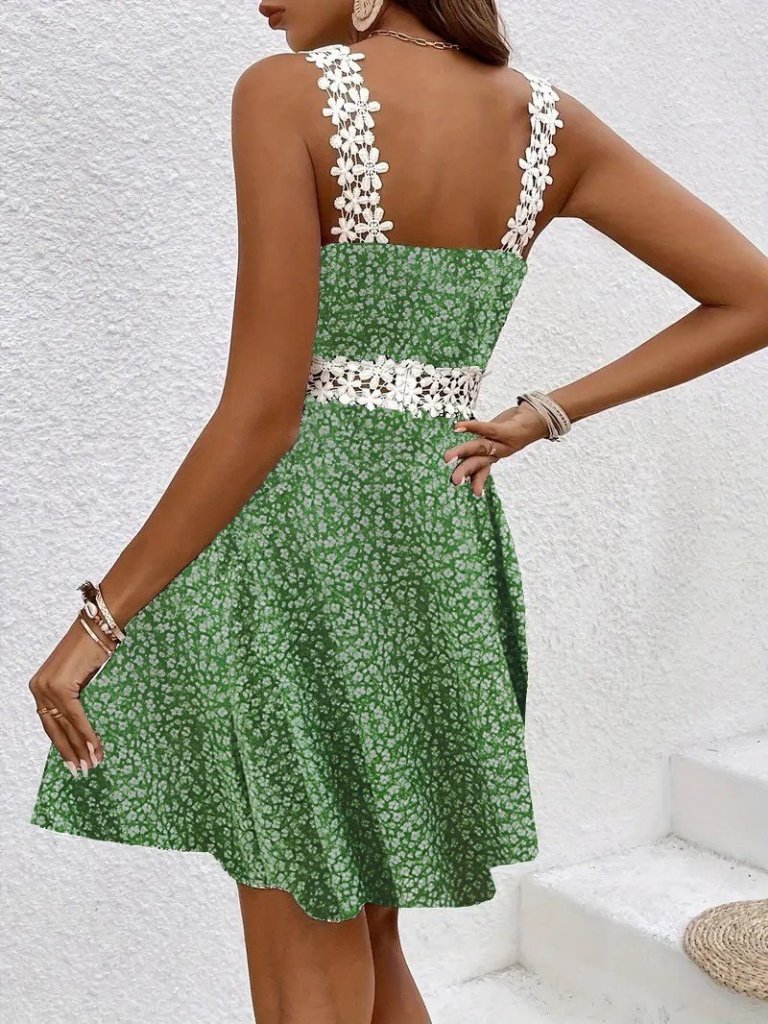 JANE'S Damen Spitzenbesetztes Blumenmuster Supreme Kleid