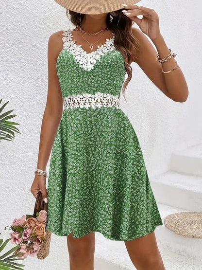 JANE'S Damen Spitzenbesetztes Blumenmuster Supreme Kleid