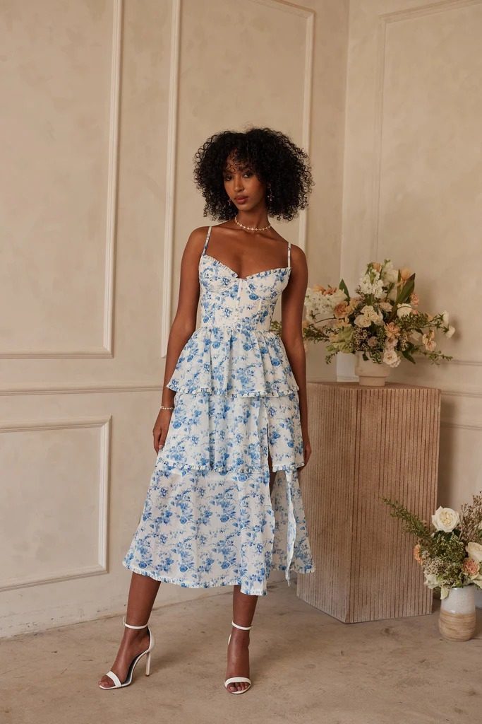 JANE'S Damen Trägerkleid Blumenmuster Single Jersey Midi-Kleid
