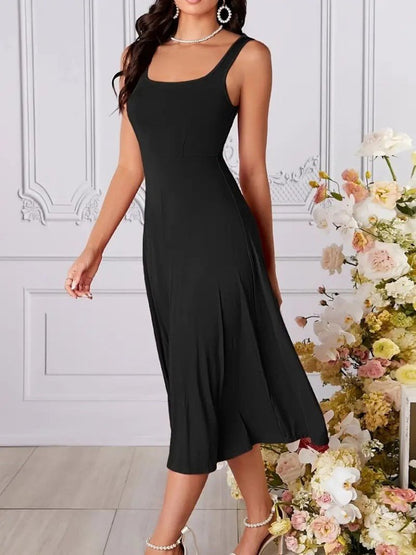 Damen Geometrisches Weitgeschnittenes Kreppkleid mit Riemchen-Detail
