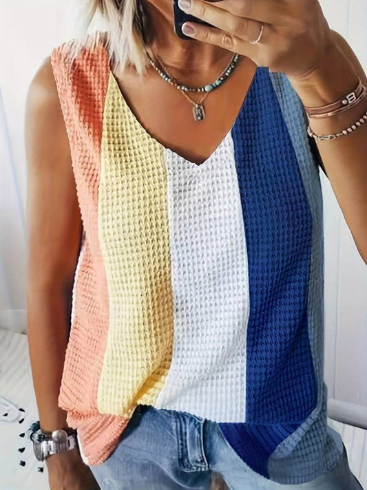 Damen V-Ausschnitt Mehrfarbig Stricktop