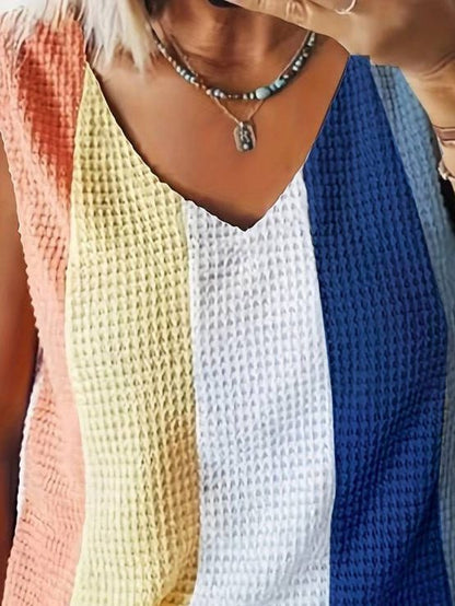 Damen V-Ausschnitt Mehrfarbig Stricktop