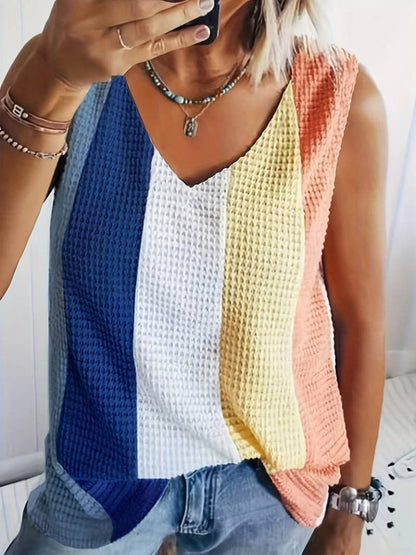Damen V-Ausschnitt Mehrfarbig Stricktop