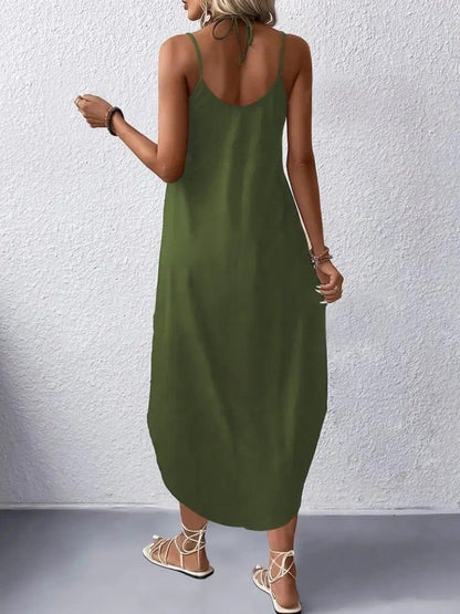 JANE'S Damen Trägerkleid V-Ausschnitt Lang Viskose