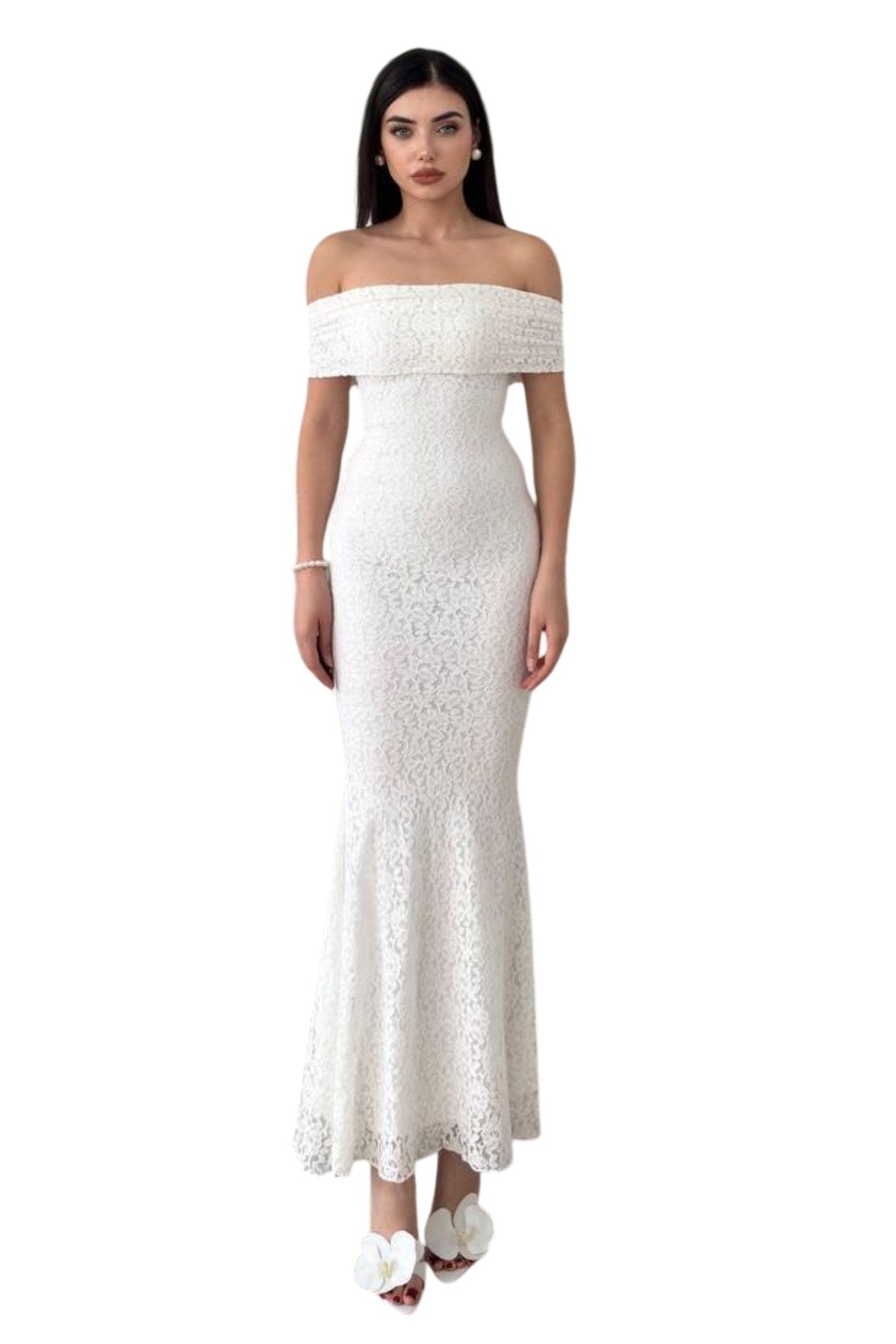 Damenkleid aus gefüttertem Spitzenstoff, Madonna-Ausschnitt, ärmellos, burgunderrot, Brautkleid 367