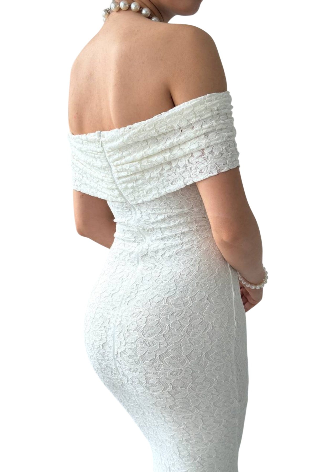 Damenkleid aus gefüttertem Spitzenstoff, Madonna-Ausschnitt, ärmellos, burgunderrot, Brautkleid 367