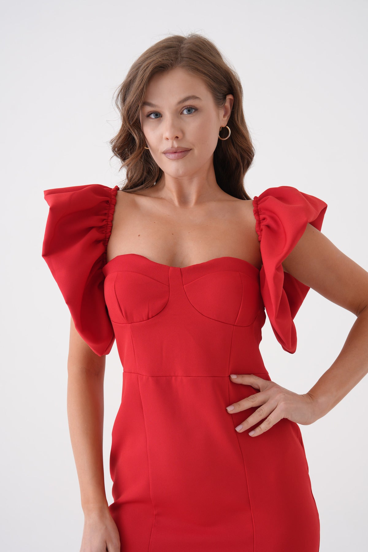 Minikleid mit Puffärmeldetails