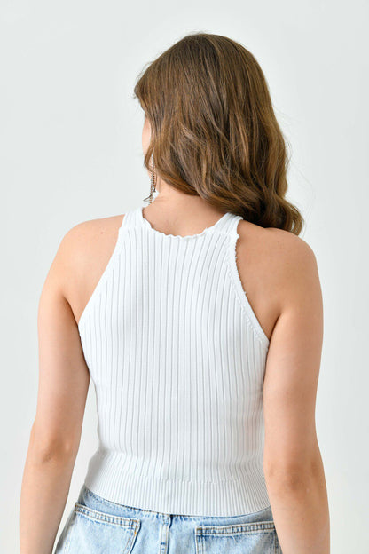 Ärmellose Crop-Bluse mit Rundhalsausschnitt