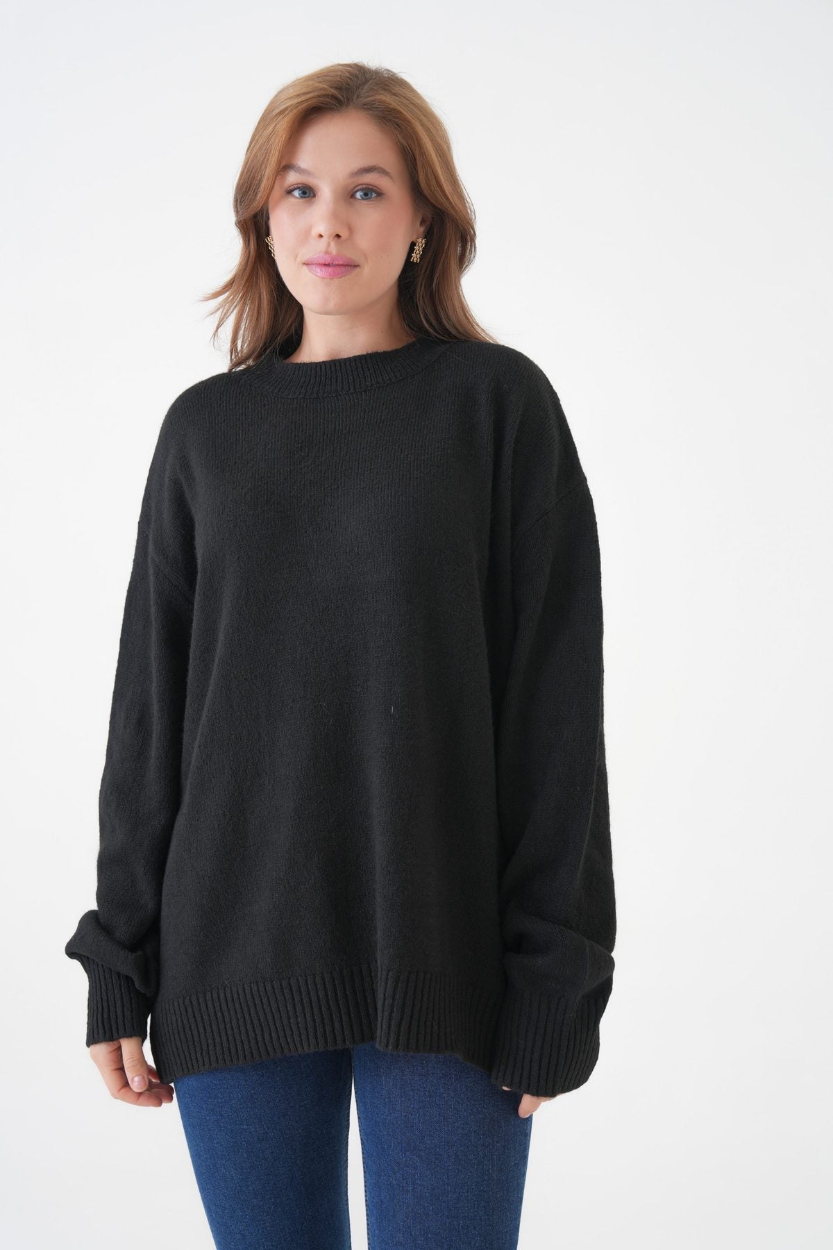 Oversize-Pullover mit Rundhalsausschnitt